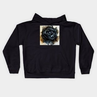 Black Rose Botanical Flower Kids Hoodie